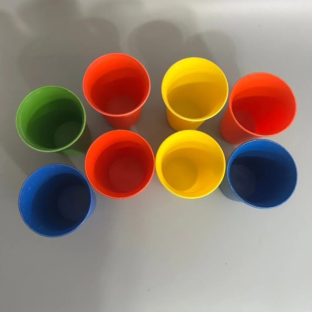 Vintage Tupperware Bell Tumblers 7oz Set  8 Primary Colors Blue Red Yellow Green